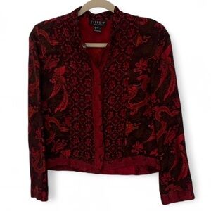 Citron Santa Monica Red Oriental Asian Snap Button Jacket